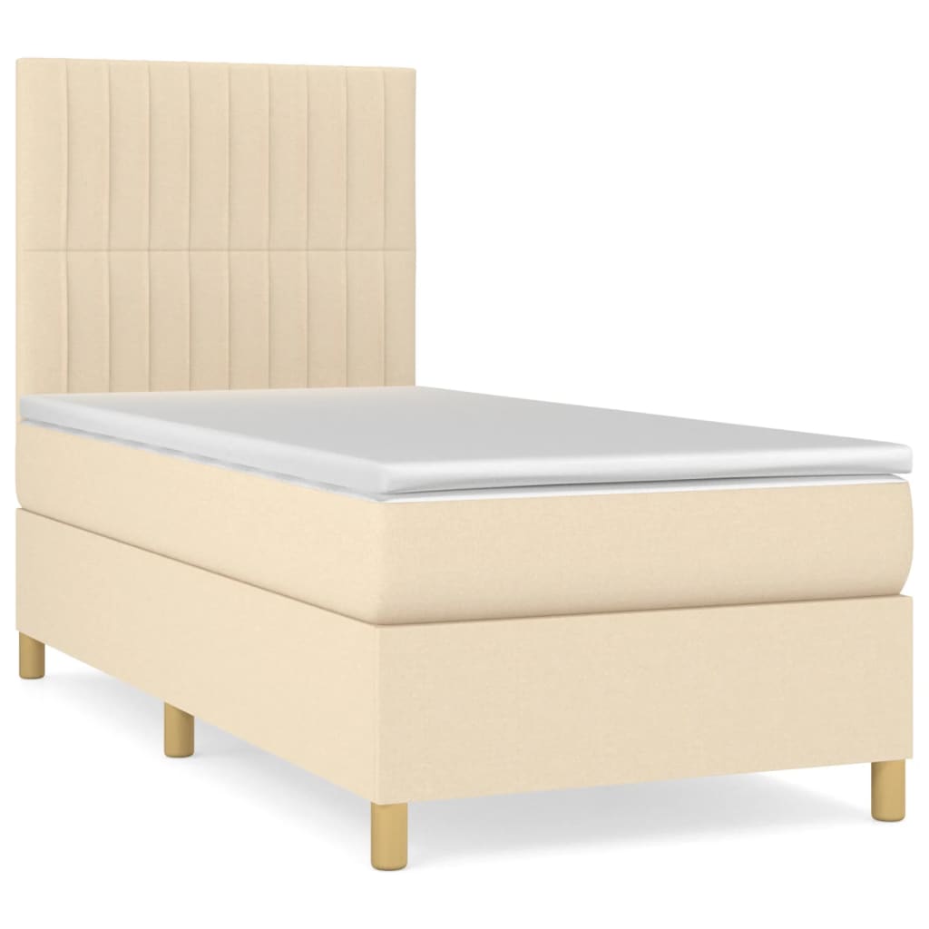 vidaXL Boxspringbett mit Matratze Creme 80x200 cm Stoff