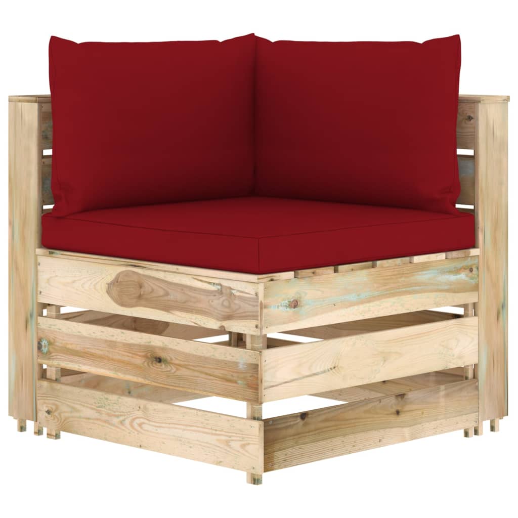 vidaXL 6-tlg. Garten-Lounge-Set mit Kissen Grün Imprägniertes Holz