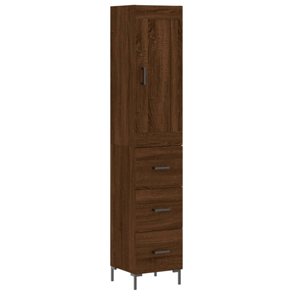 vidaXL Highboard Braun Eichen-Optik 34,5x34x180 cm Holzwerkstoff