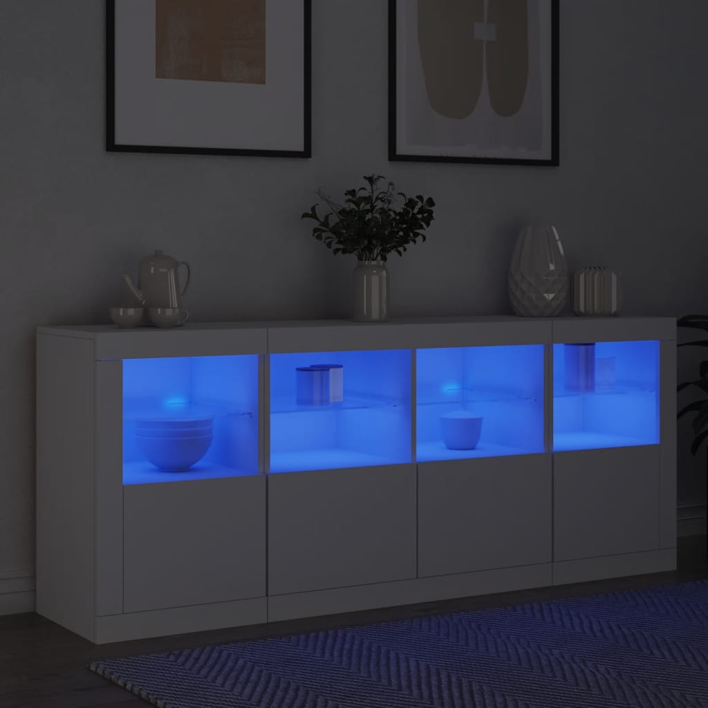 vidaXL Sideboard mit LED-Leuchten Weiß 163x37x67 cm