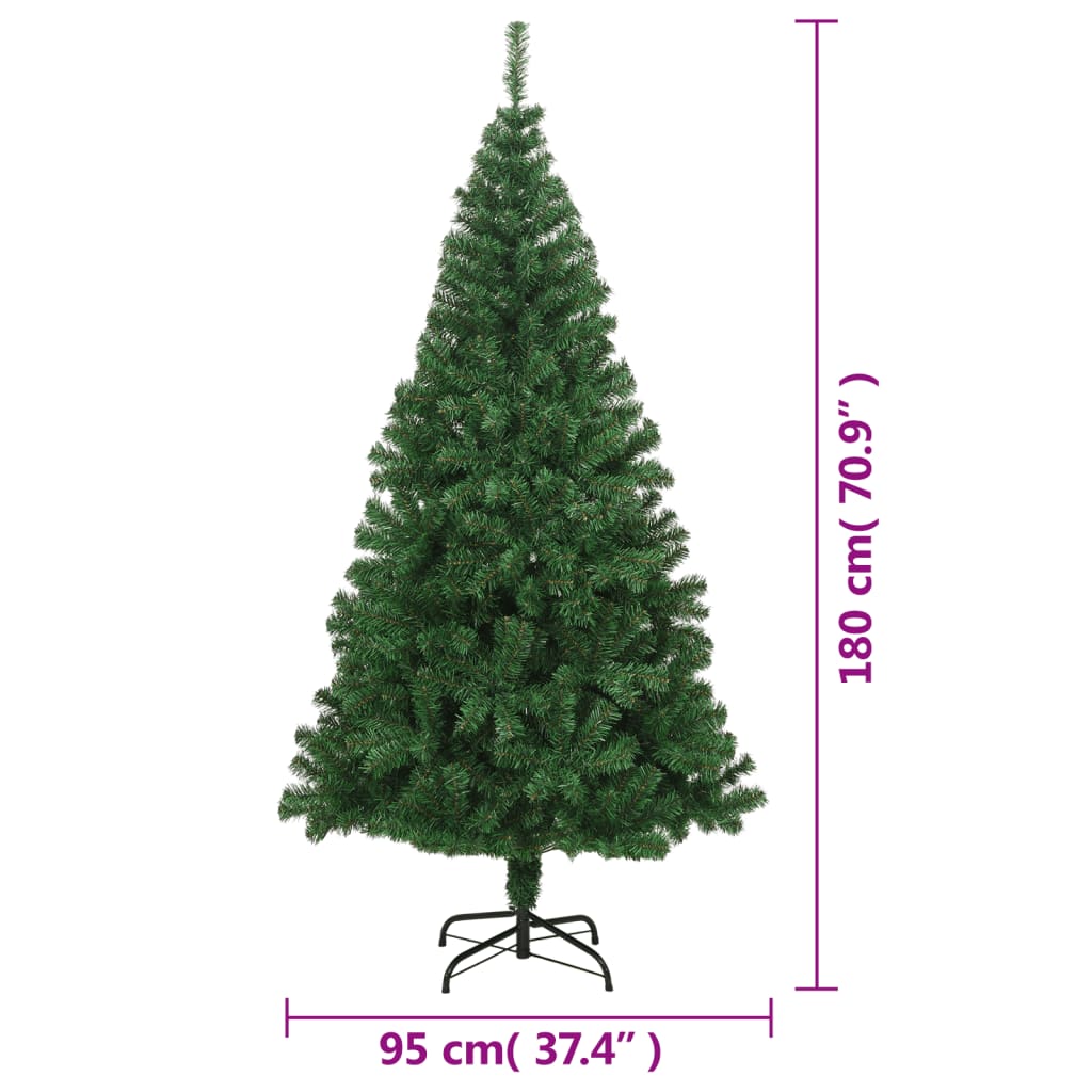 vidaXL Künstlicher Weihnachtsbaum mit Dicken Zweigen Grün 180 cm PVC