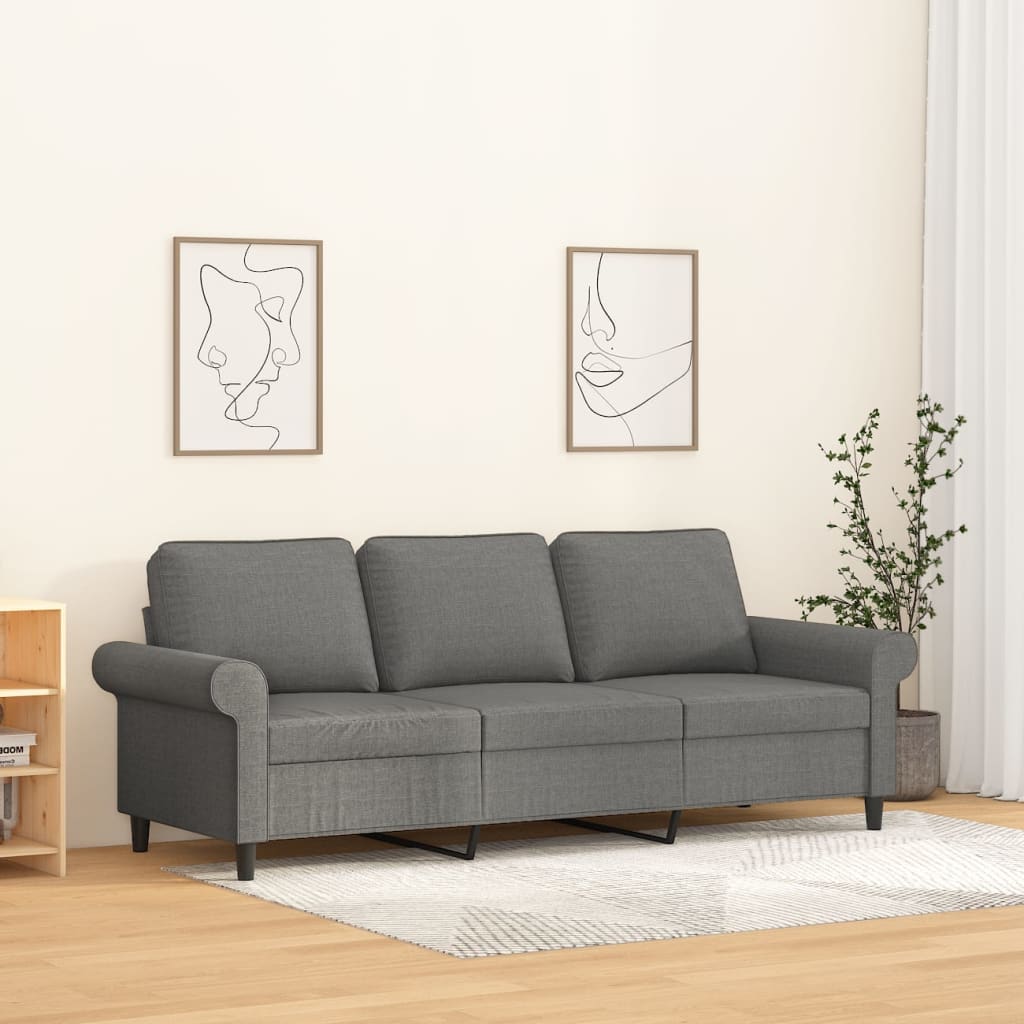 vidaXL 3-Sitzer-Sofa Dunkelgrau 180 cm Stoff