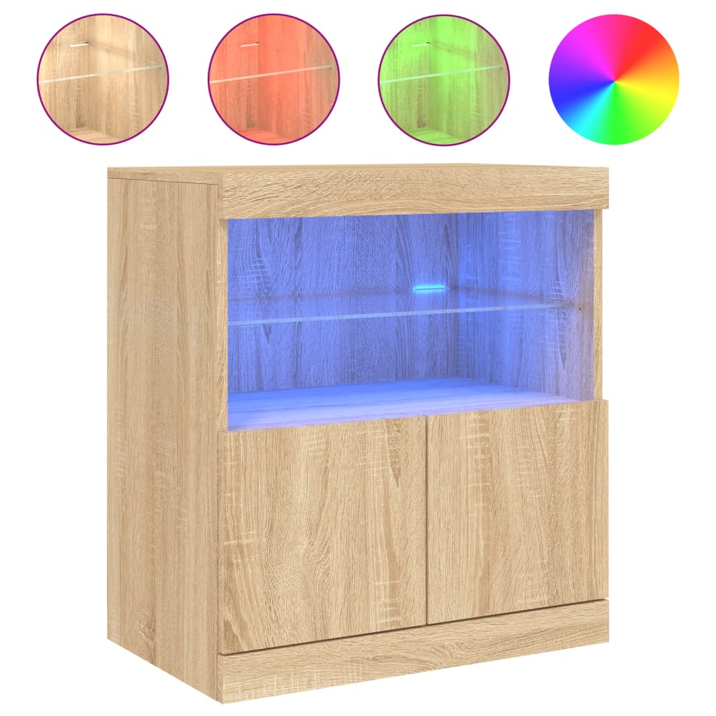 vidaXL Sideboard mit LED-Leuchten Sonoma-Eiche 60x37x67 cm