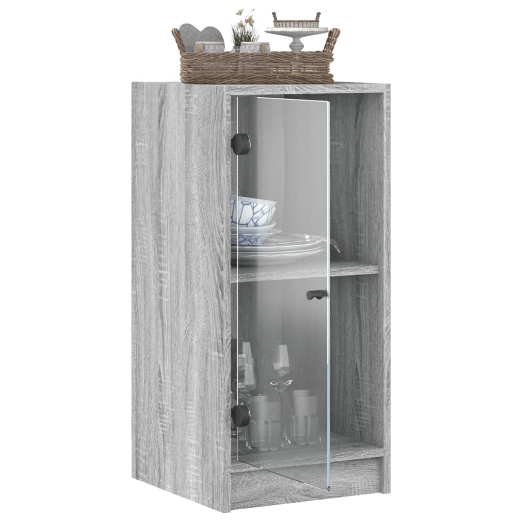 vidaXL Beistellschrank mit Glastüren Grau Sonoma 35x37x75,5 cm