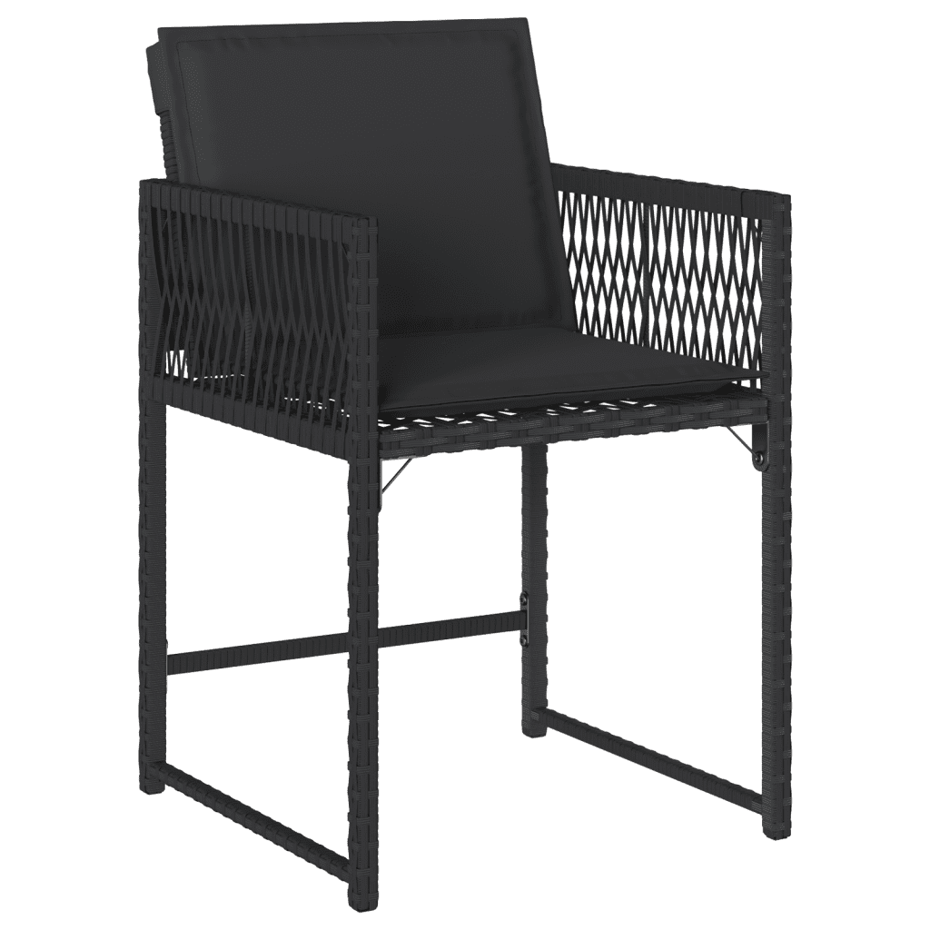 vidaXL 5-tlg. Garten-Essgruppe mit Kissen Schwarz Poly Rattan