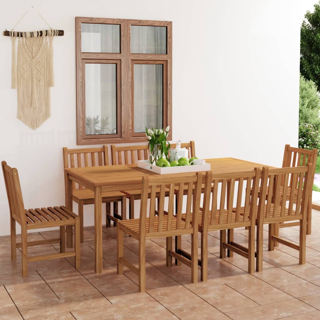 vidaXL 9-tlg. Garten-Essgruppe Massivholz Teak