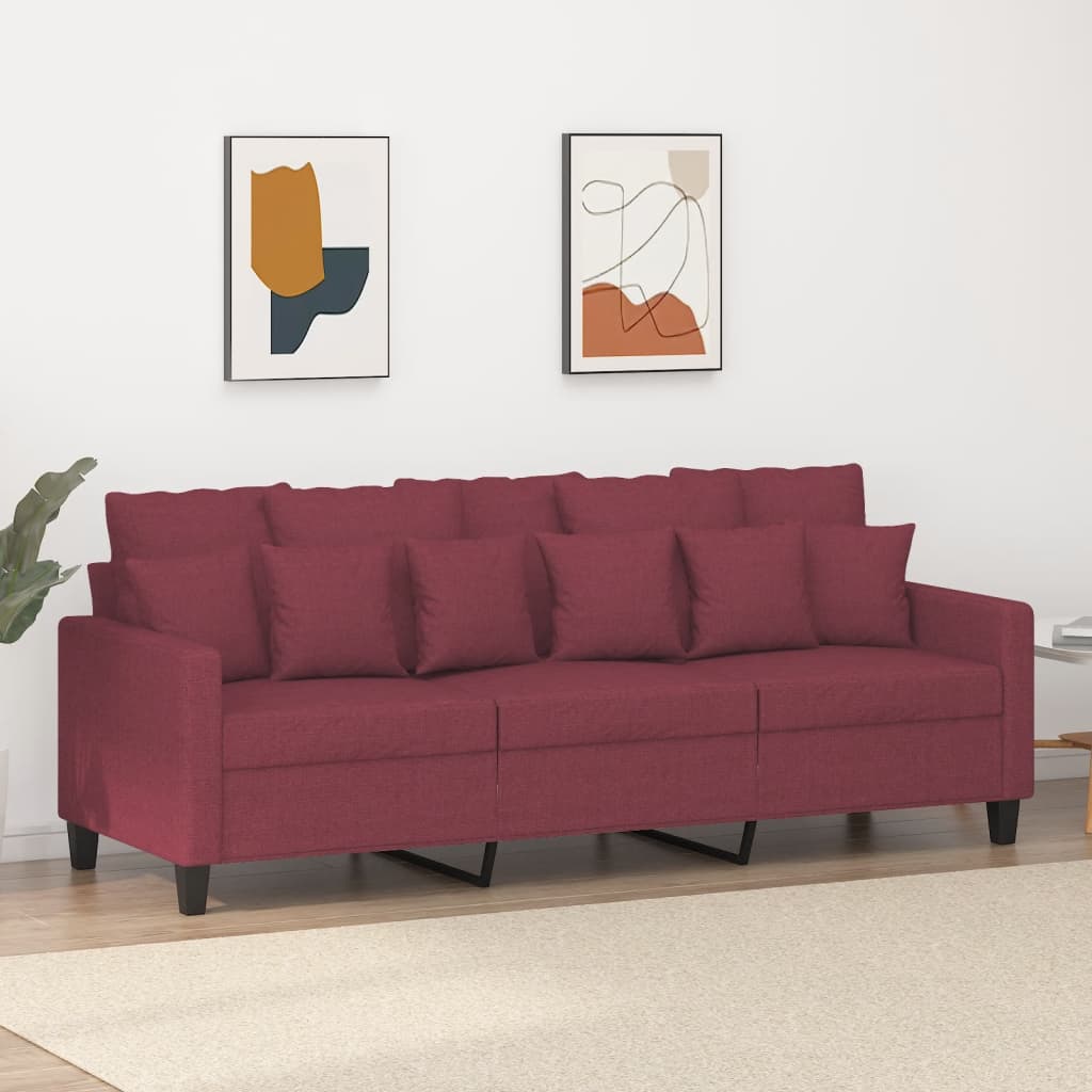 vidaXL 3-Sitzer-Sofa Weinrot 180 cm Stoff