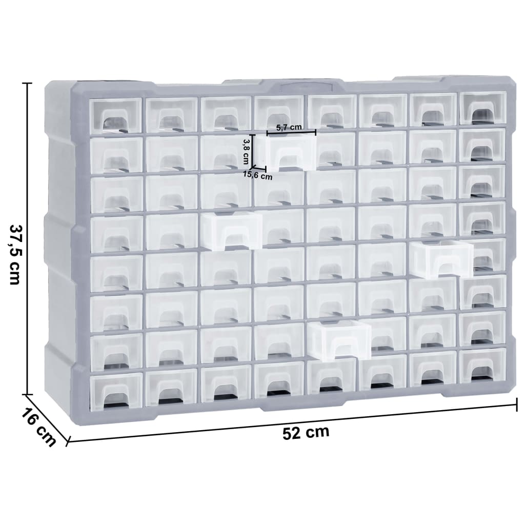 vidaXL Multi-Schubladen-Organizer mit 64 Schubladen 52x16x37,5 cm