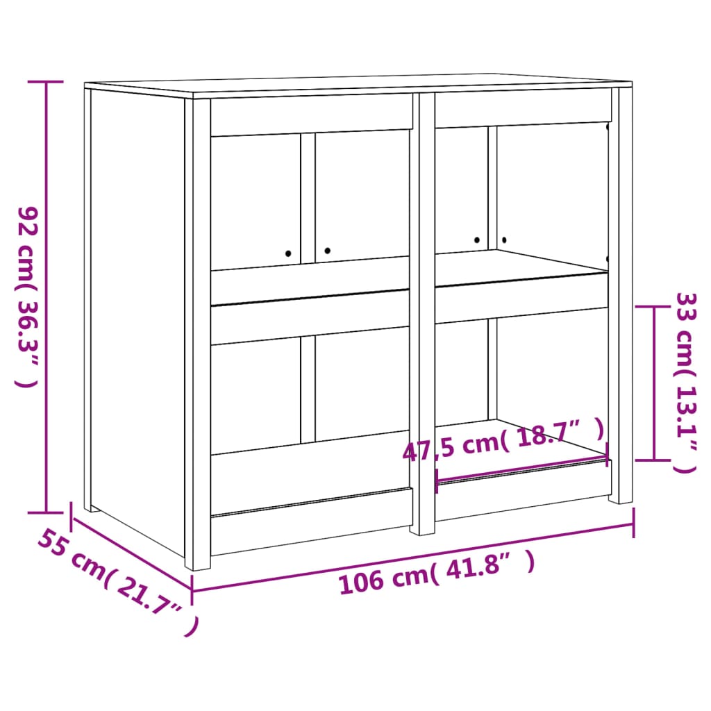 vidaXL Outdoor-Küchenschrank Weiß 106x55x92 cm Massivholz Kiefer