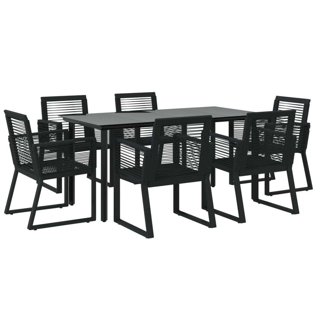 vidaXL 7-tlg. Garten-Essgruppe Schwarz PVC-Rattan