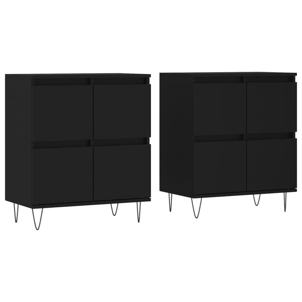 vidaXL Sideboards 2 Stk. Schwarz Holzwerkstoff