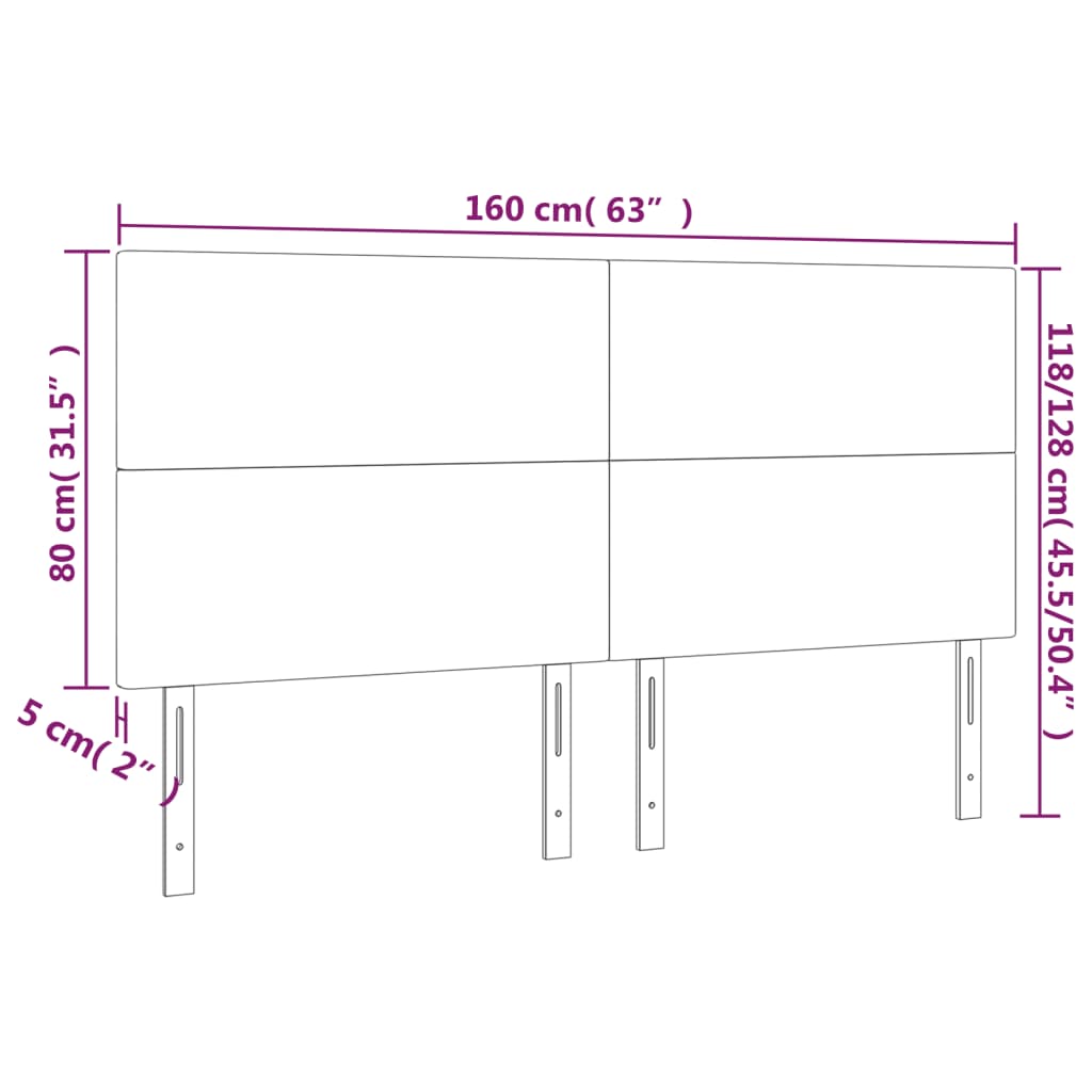 vidaXL Kopfteile 4 Stk. Schwarz 80x5x78/88 cm Samt