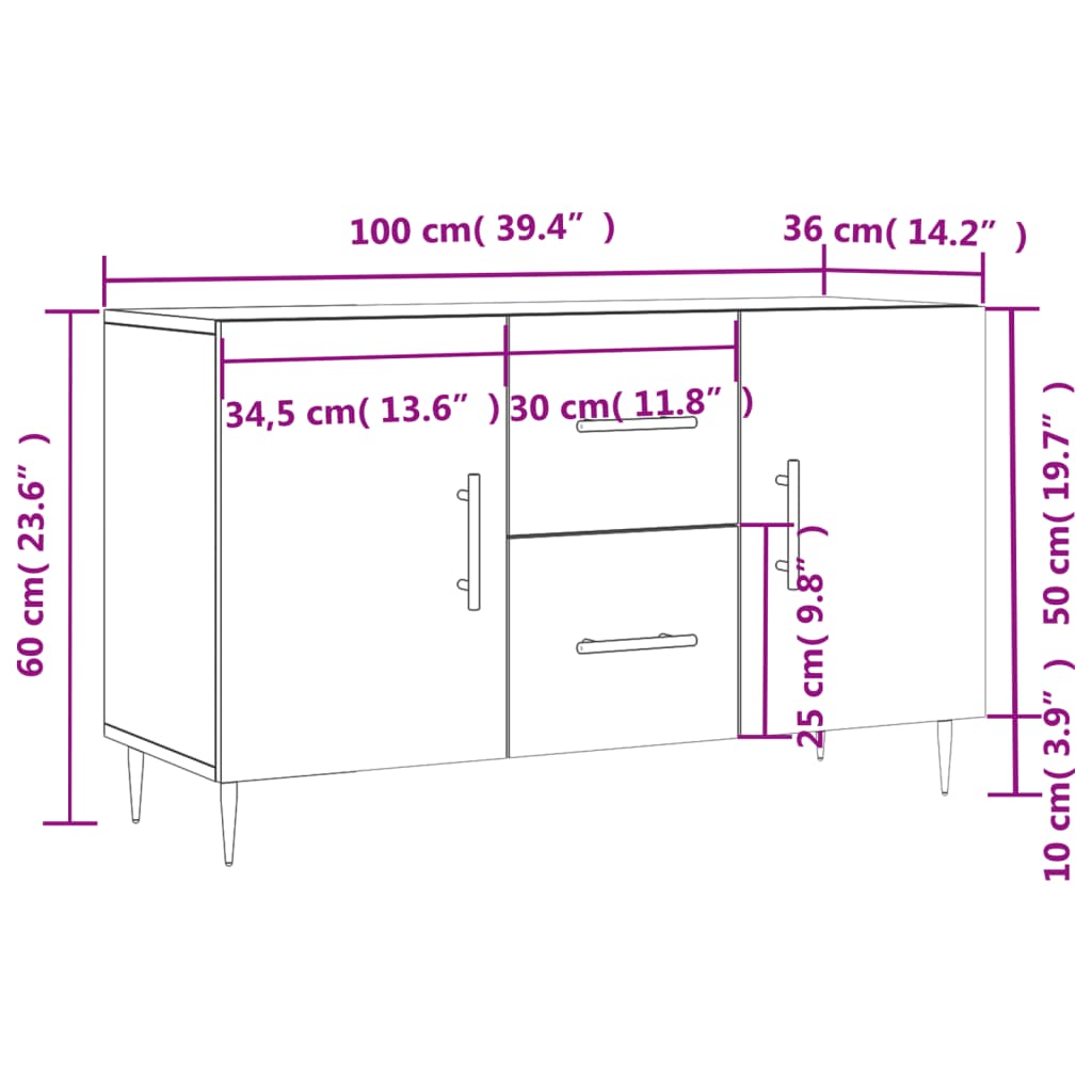 vidaXL Sideboard Braun Eichen-Optik 100x36x60 cm Holzwerkstoff