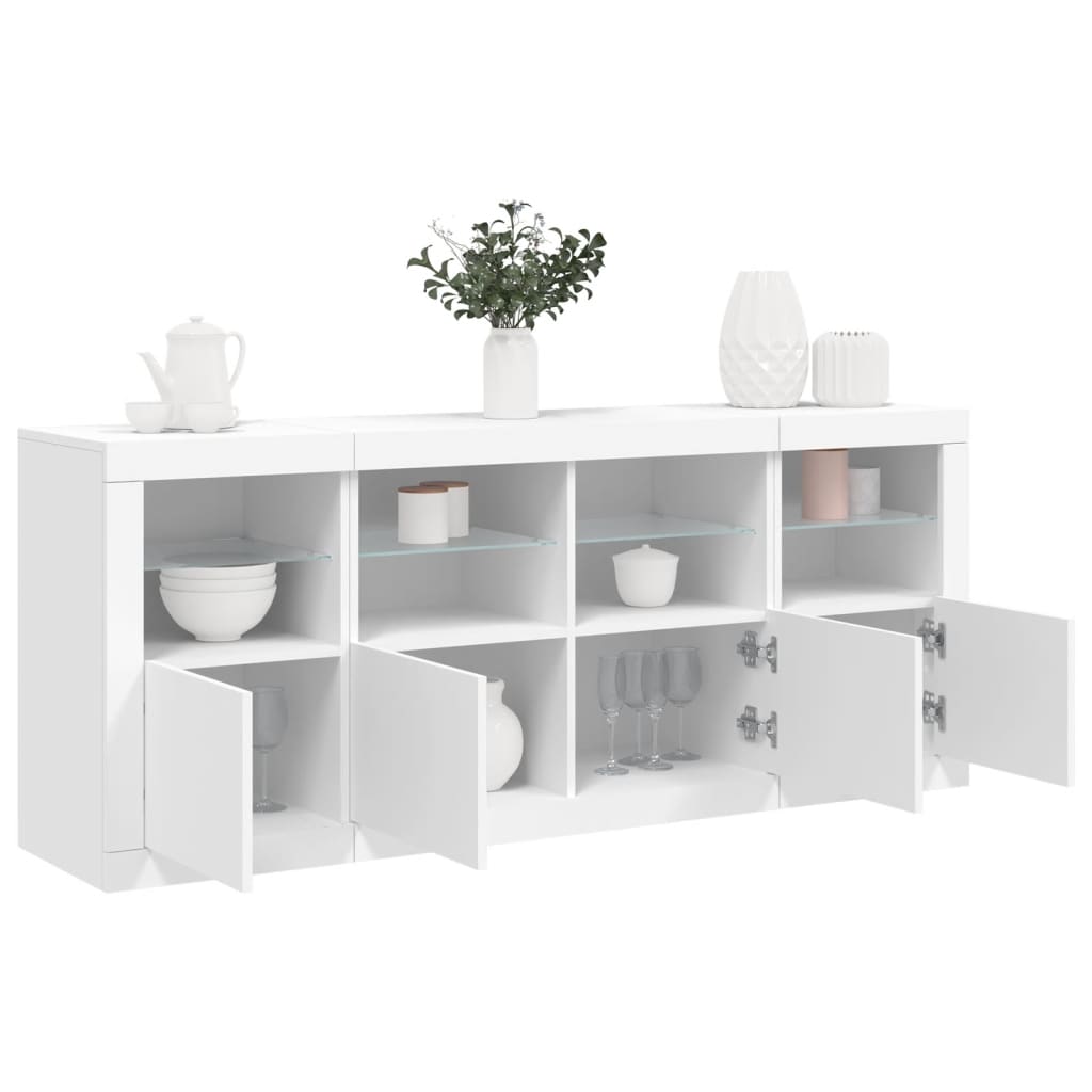 vidaXL Sideboard mit LED-Leuchten Weiß 163x37x67 cm