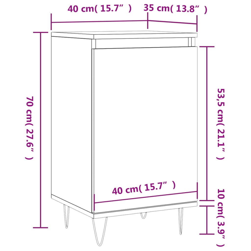 vidaXL Sideboards 2 Stk. Betongrau 40x35x70 cm Holzwerkstoff