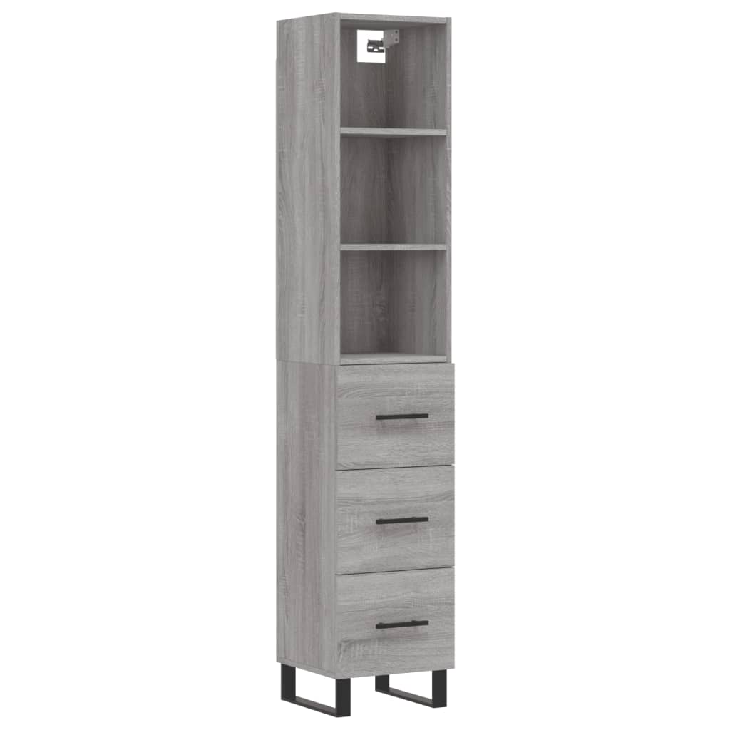 vidaXL Highboard Grau Sonoma 34,5x34x180 cm Holzwerkstoff