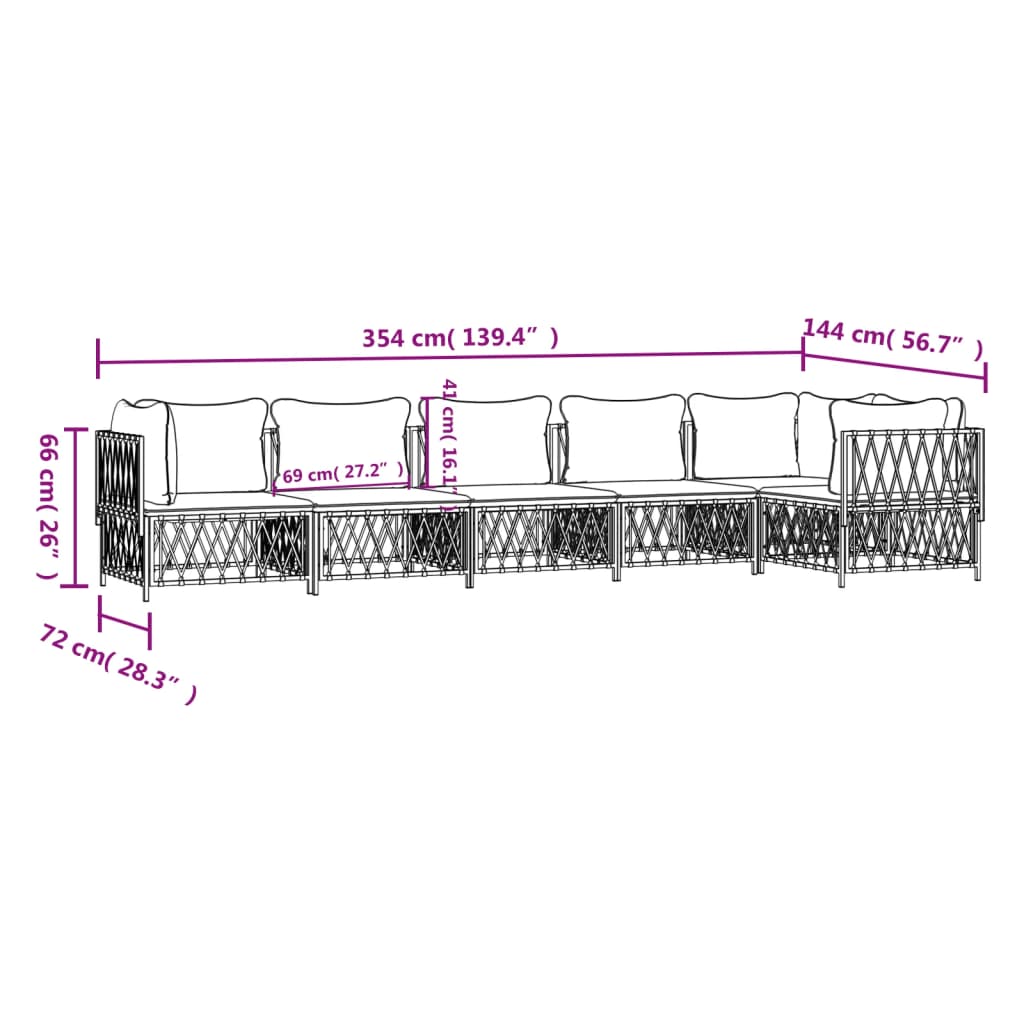 vidaXL 6-tlg. Garten-Lounge-Set mit Kissen Anthrazit Stahl