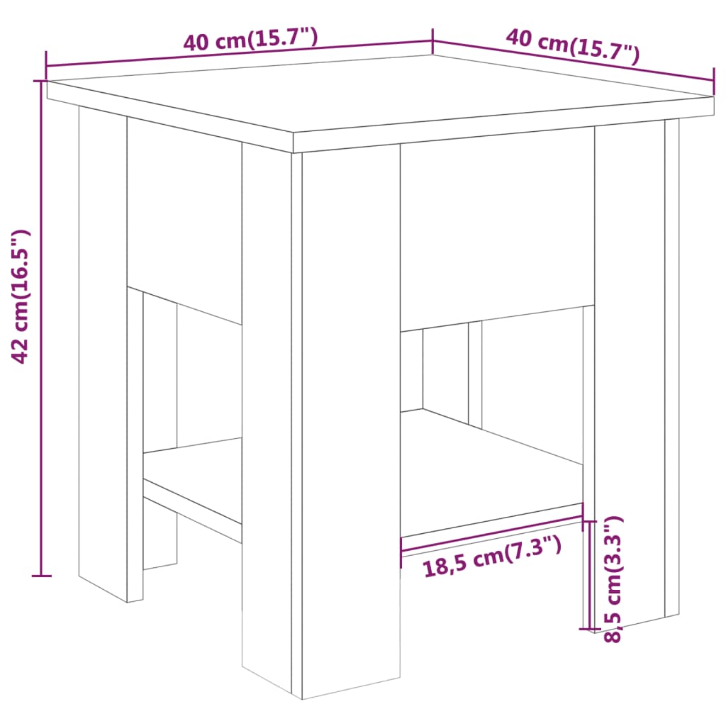 vidaXL Couchtisch Braun Eichen-Optik 40x40x42 cm Holzwerkstoff