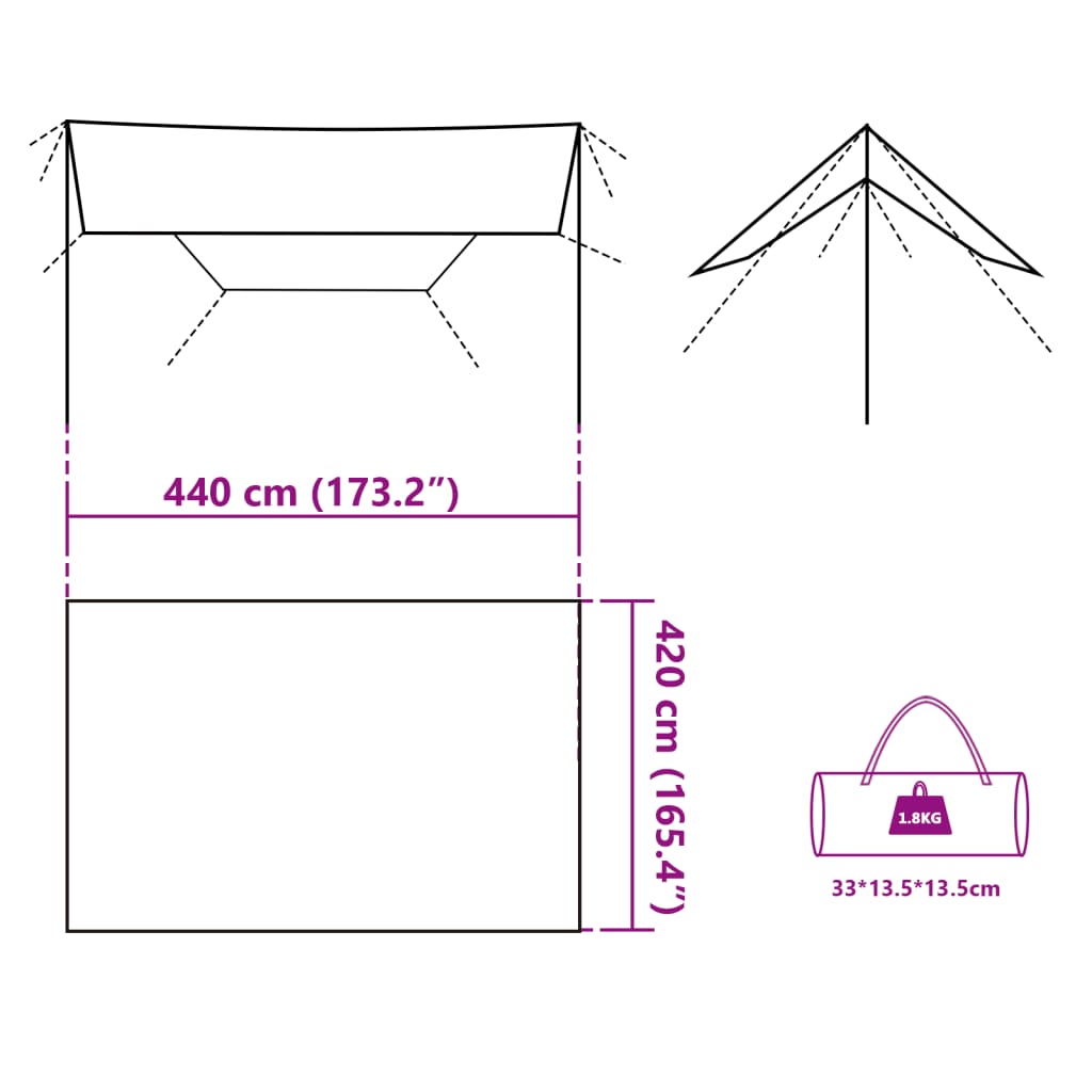 vidaXL Tarp Grau und Orange 420x440 cm Wasserdicht