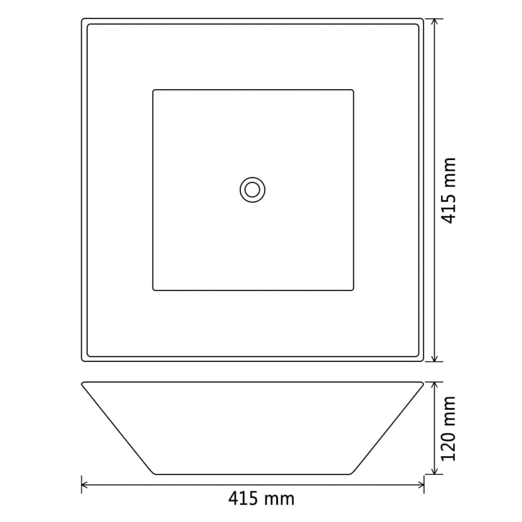 vidaXL Waschbecken Keramik Quadratisch Schwarz 41,5 x 41,5 x 12 cm