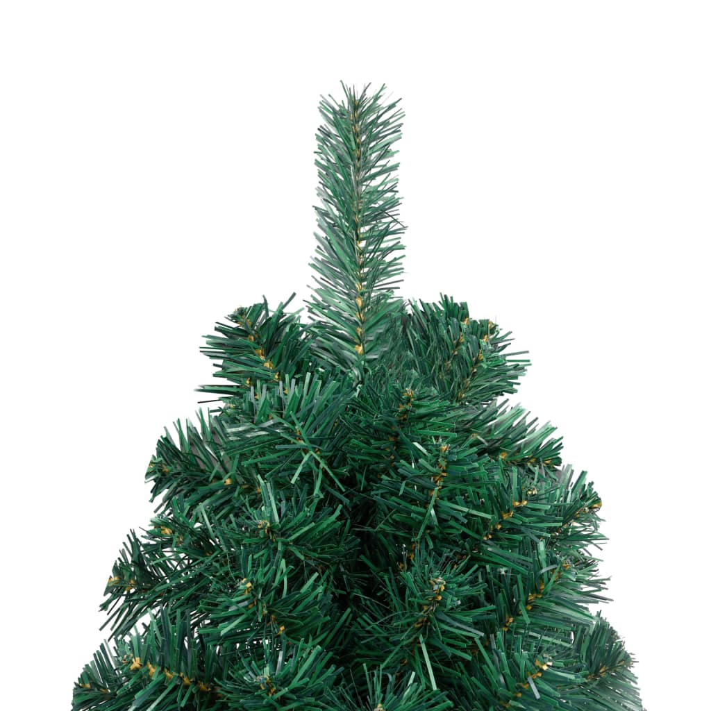 vidaXL Künstlicher Halb-Weihnachtsbaum Beleuchtung Kugeln Grün 240 cm