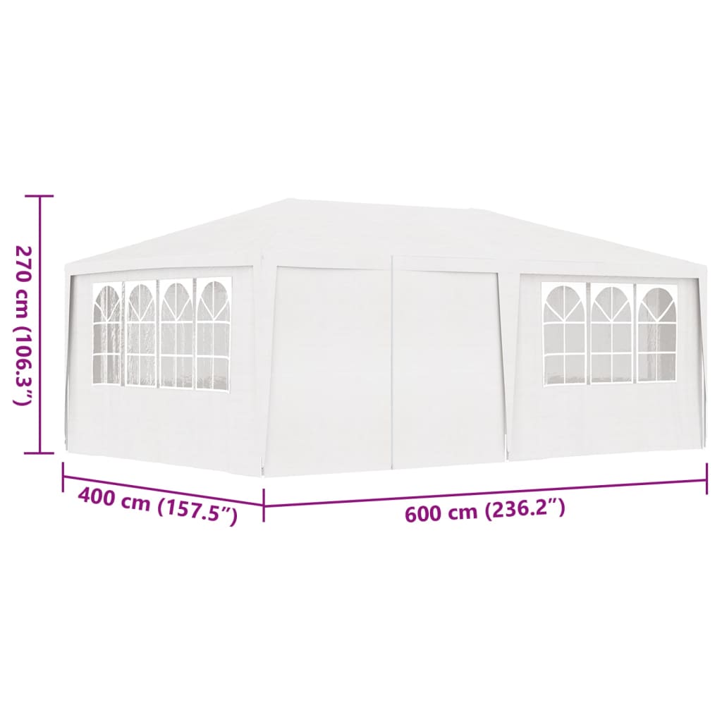 vidaXL Profi-Partyzelt mit Seitenwänden 4×6 m Weiß 90 g/m²