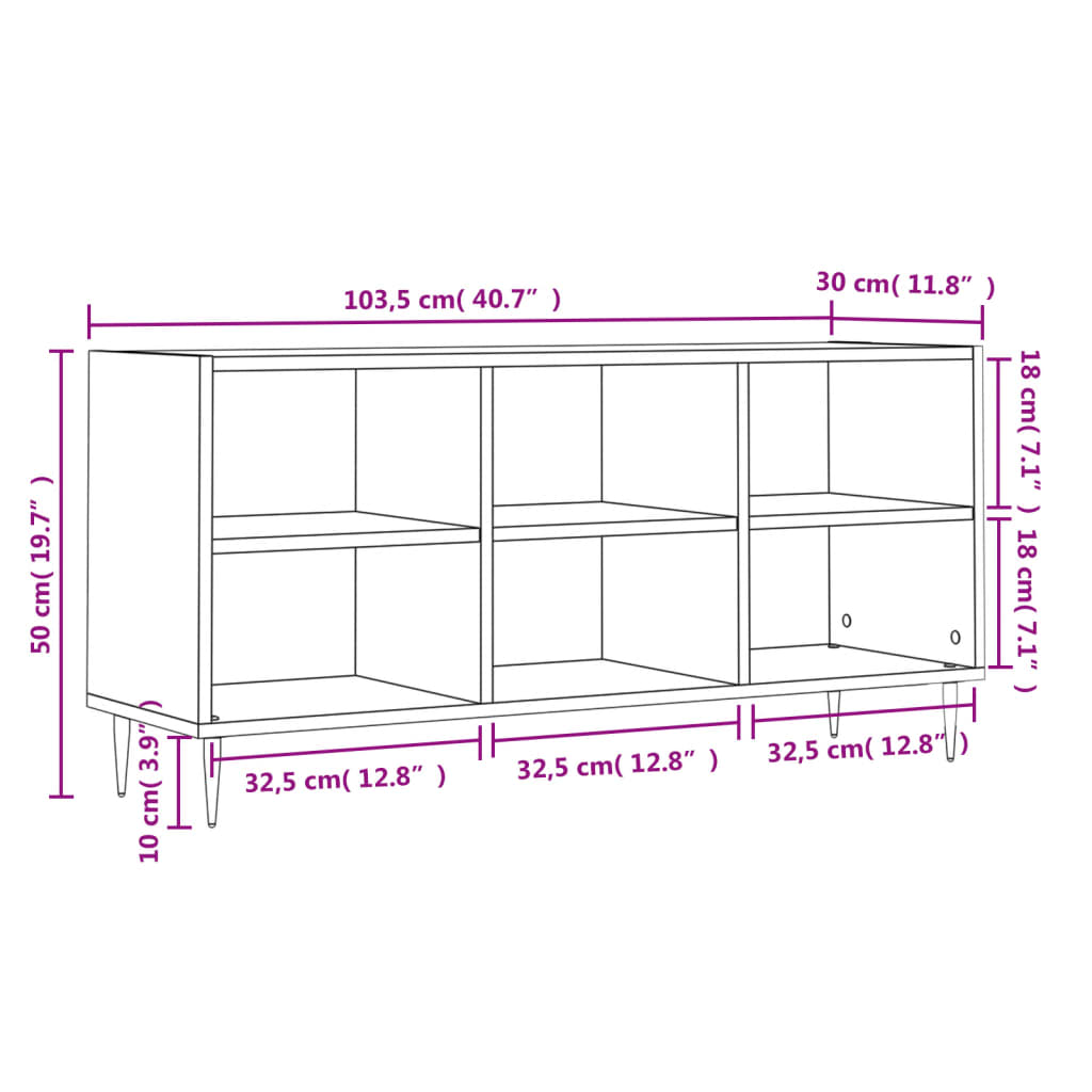 vidaXL TV-Schrank Weiß 103,5x30x50 cm Holzwerkstoff