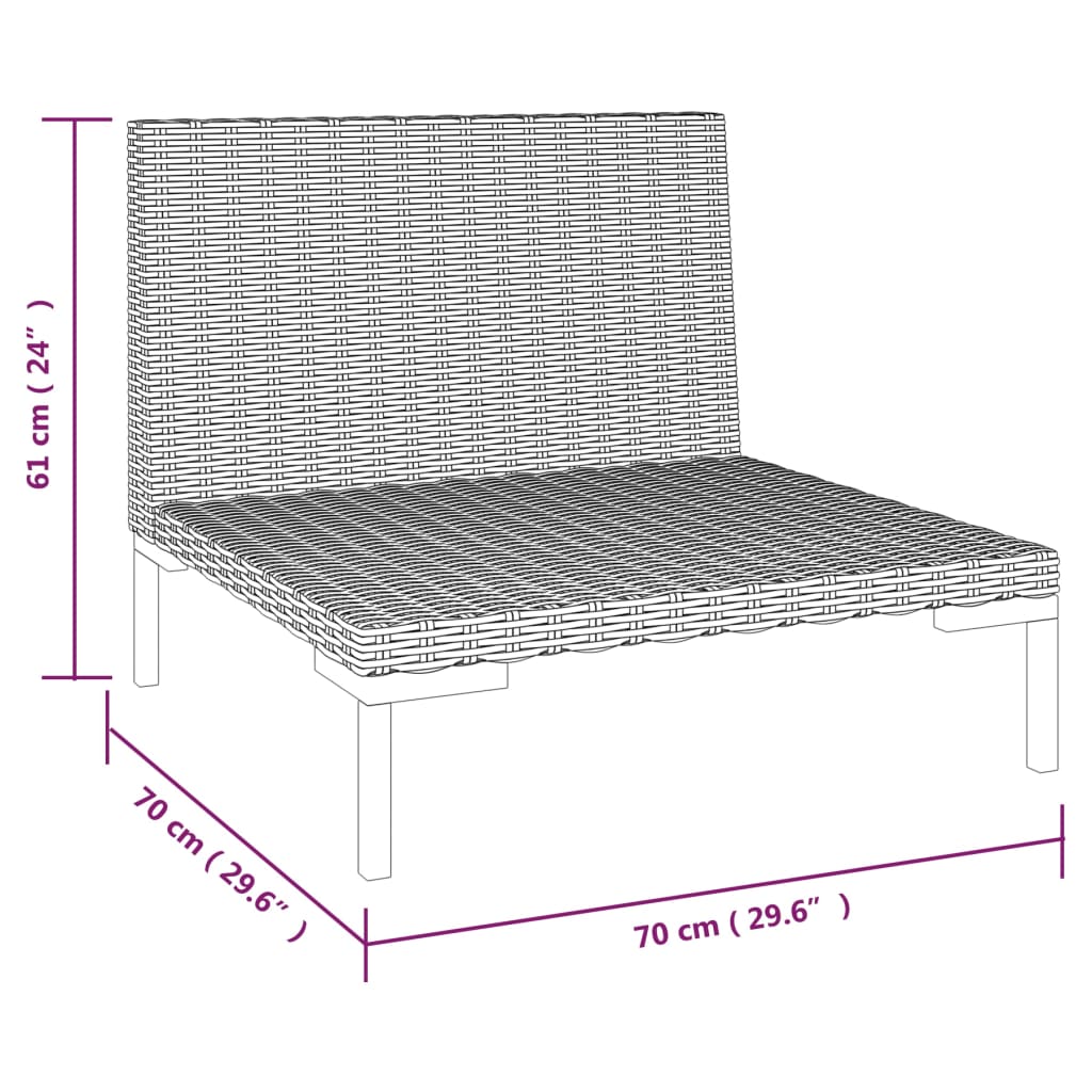 vidaXL 7-tlg. Garten-Lounge-Set mit Kissen Poly Rattan Dunkelgrau