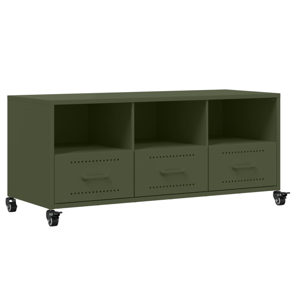 vidaXL TV-Schrank Olivgrün 100,5x39x43,5 cm Stahl