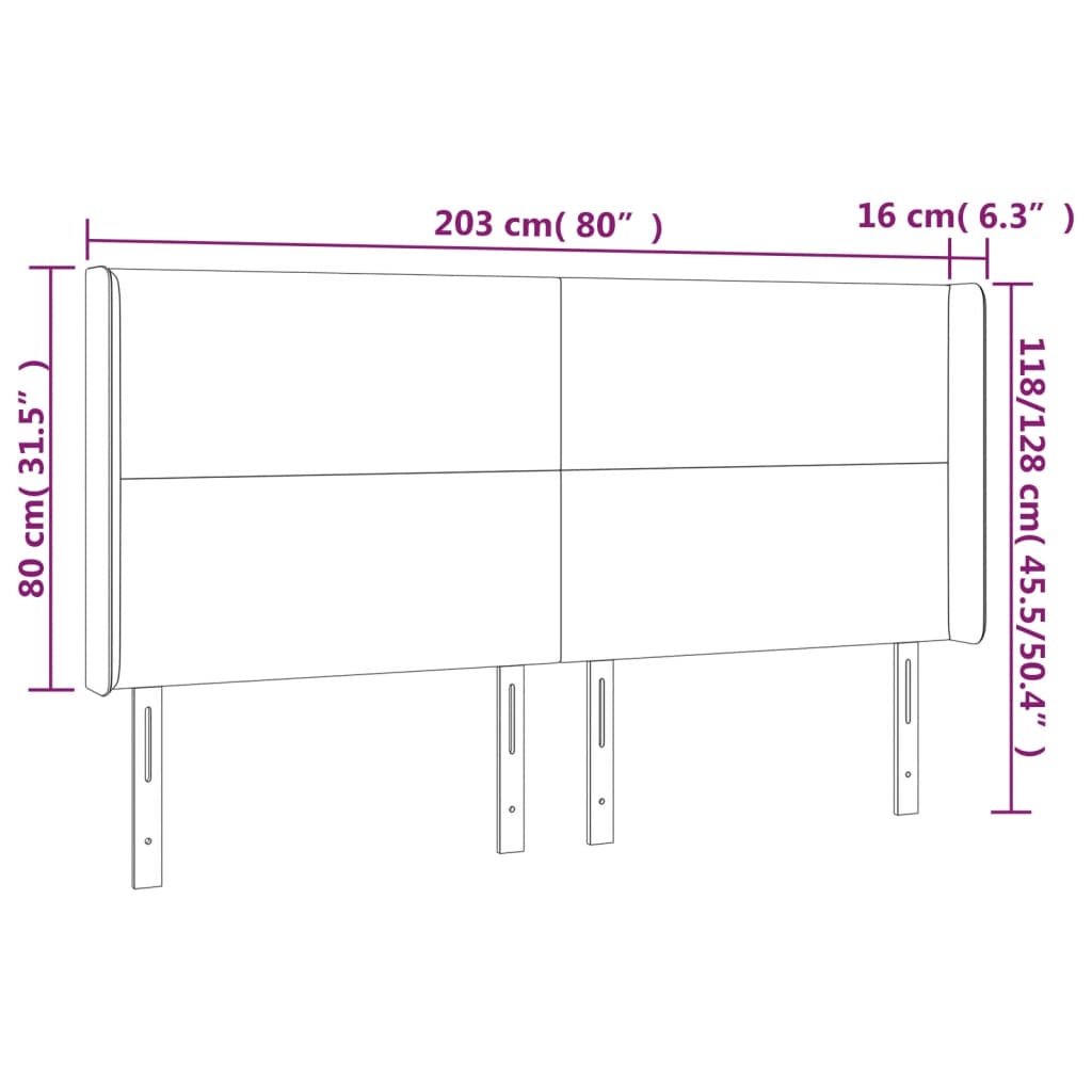 vidaXL LED Kopfteil Dunkelbraun 203x16x118/128 cm Stoff