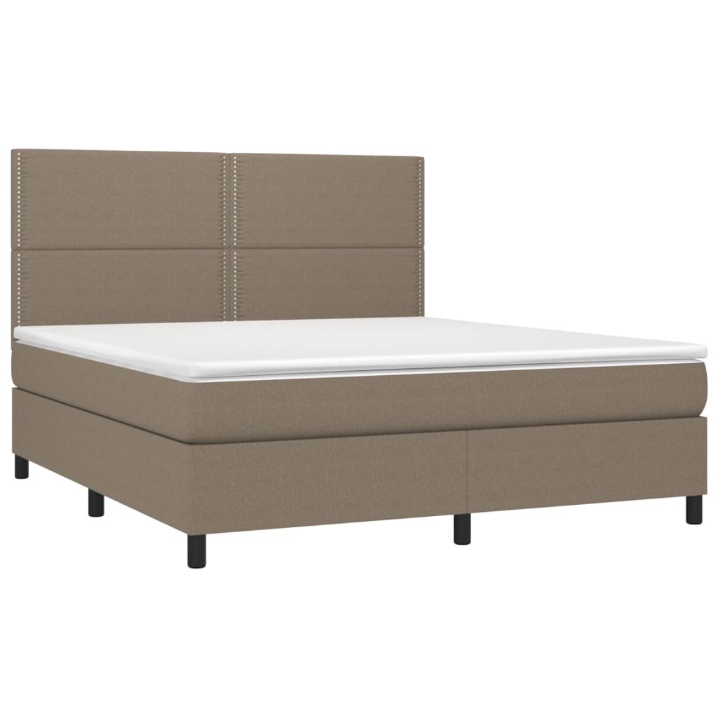 vidaXL Boxspringbett mit Matratze & LED Taupe 180x200 cm Stoff