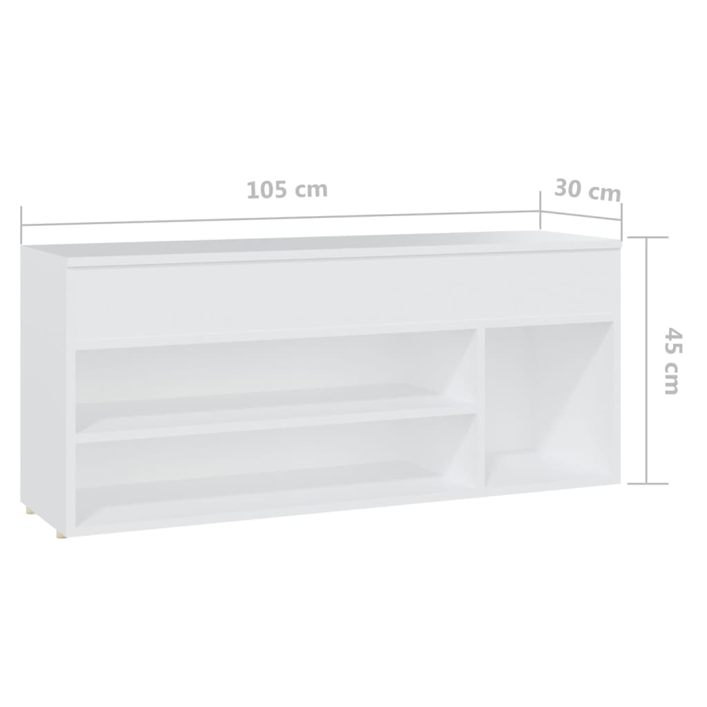 vidaXL Schuhbank Weiß 105x30x45 cm Holzwerkstoff