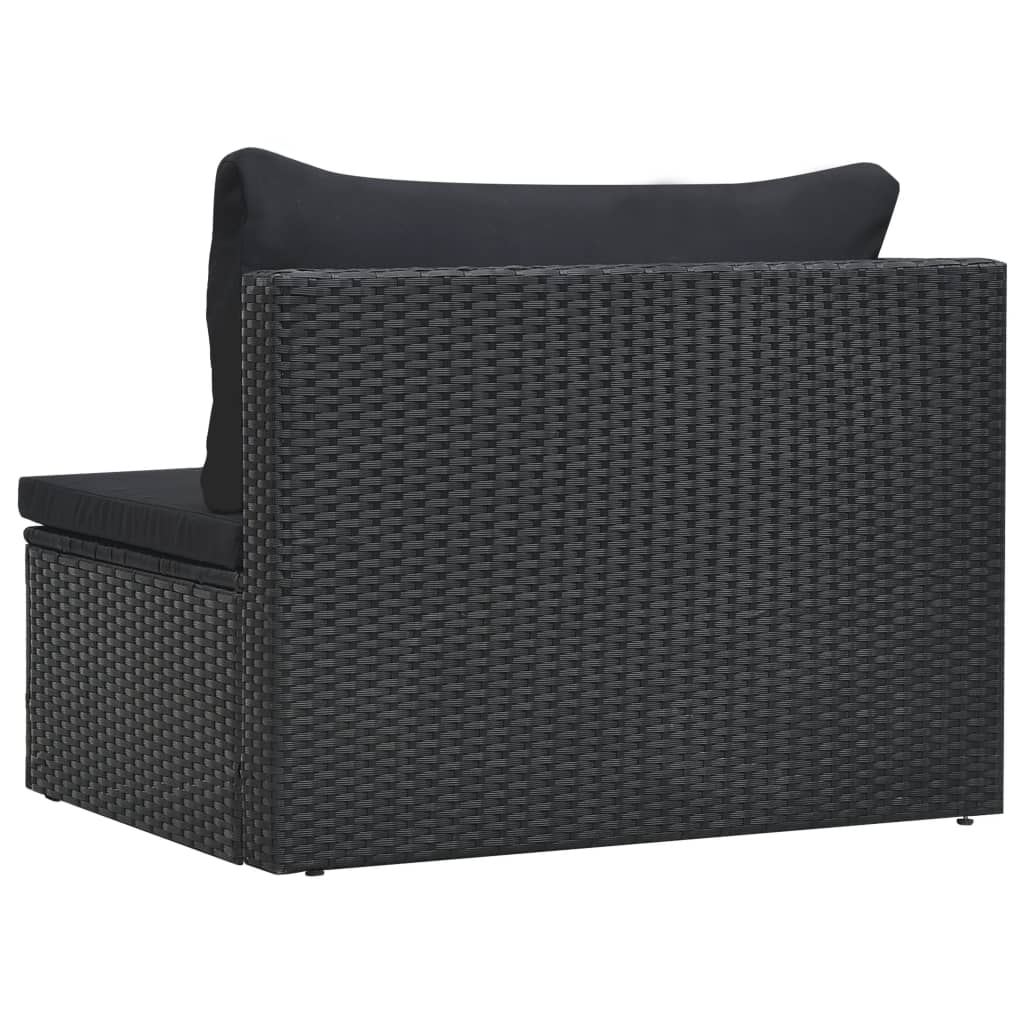 vidaXL 5-tlg. Garten-Lounge-Set mit Auflagen Poly Rattan Schwarz