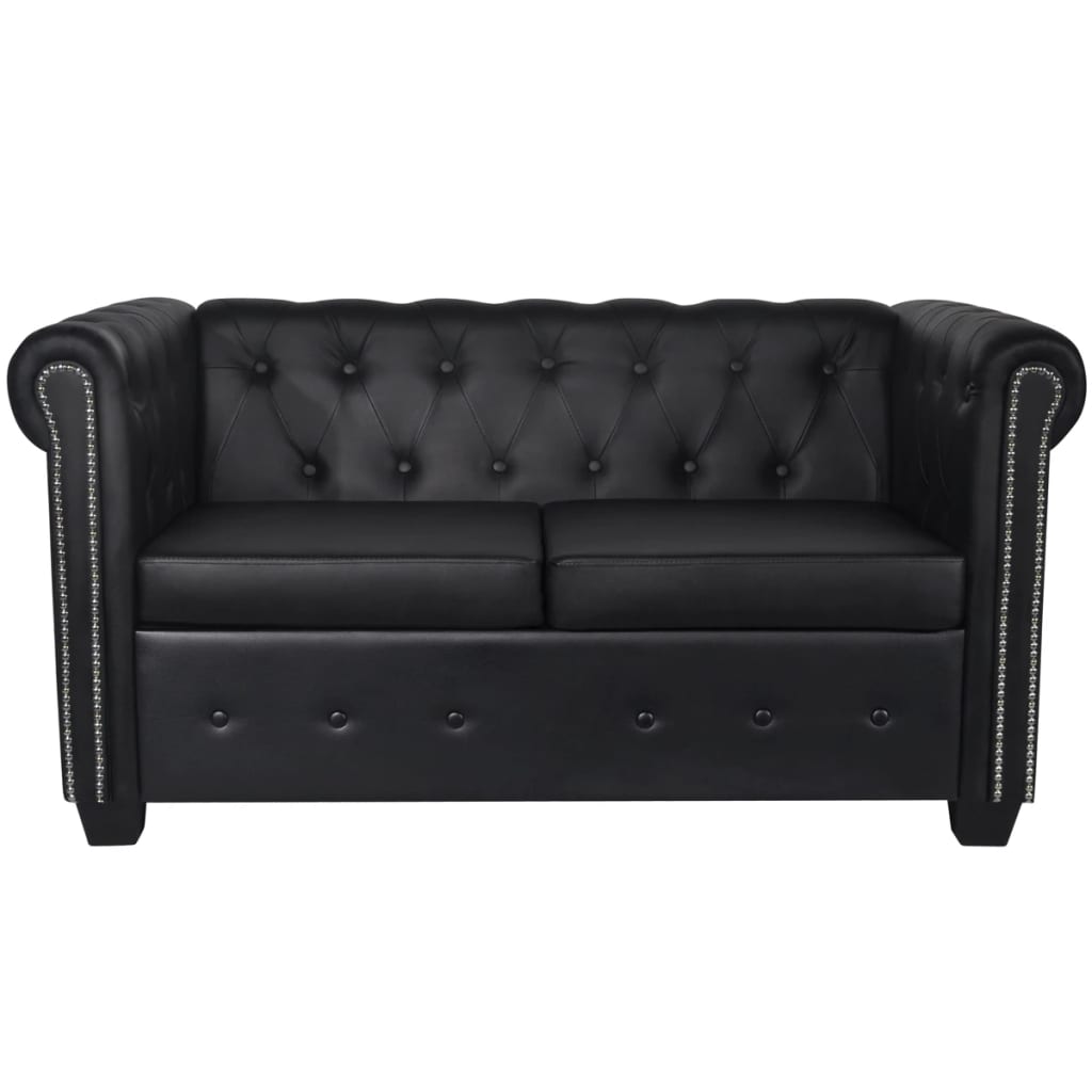 vidaXL Chesterfield-Sofa 2-Sitzer Kunstleder Schwarz