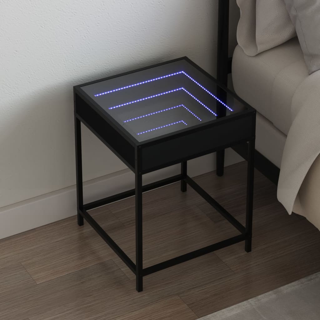 vidaXL Nachttisch mit Infinity-LED Schwarz 40x40x51 cm