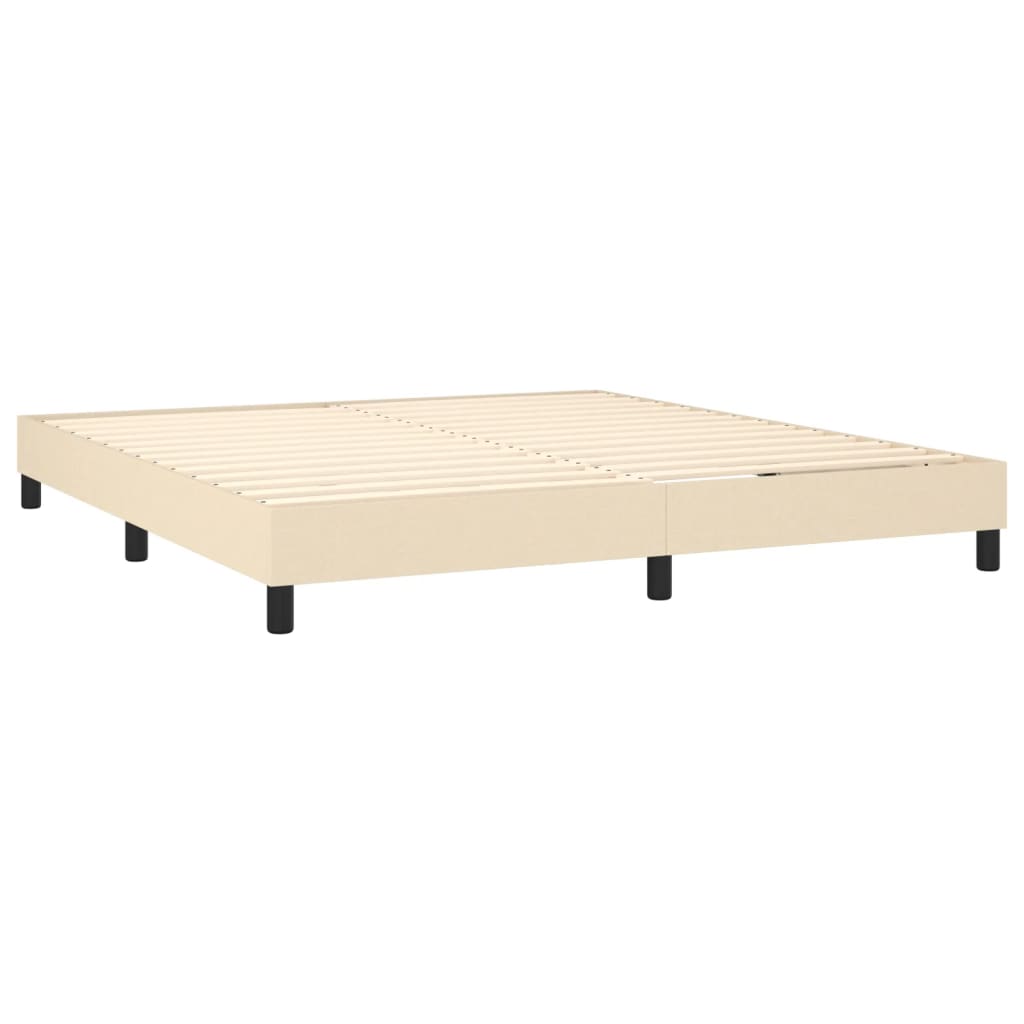 vidaXL Boxspringbett mit Matratze Creme 160x200 cm Stoff