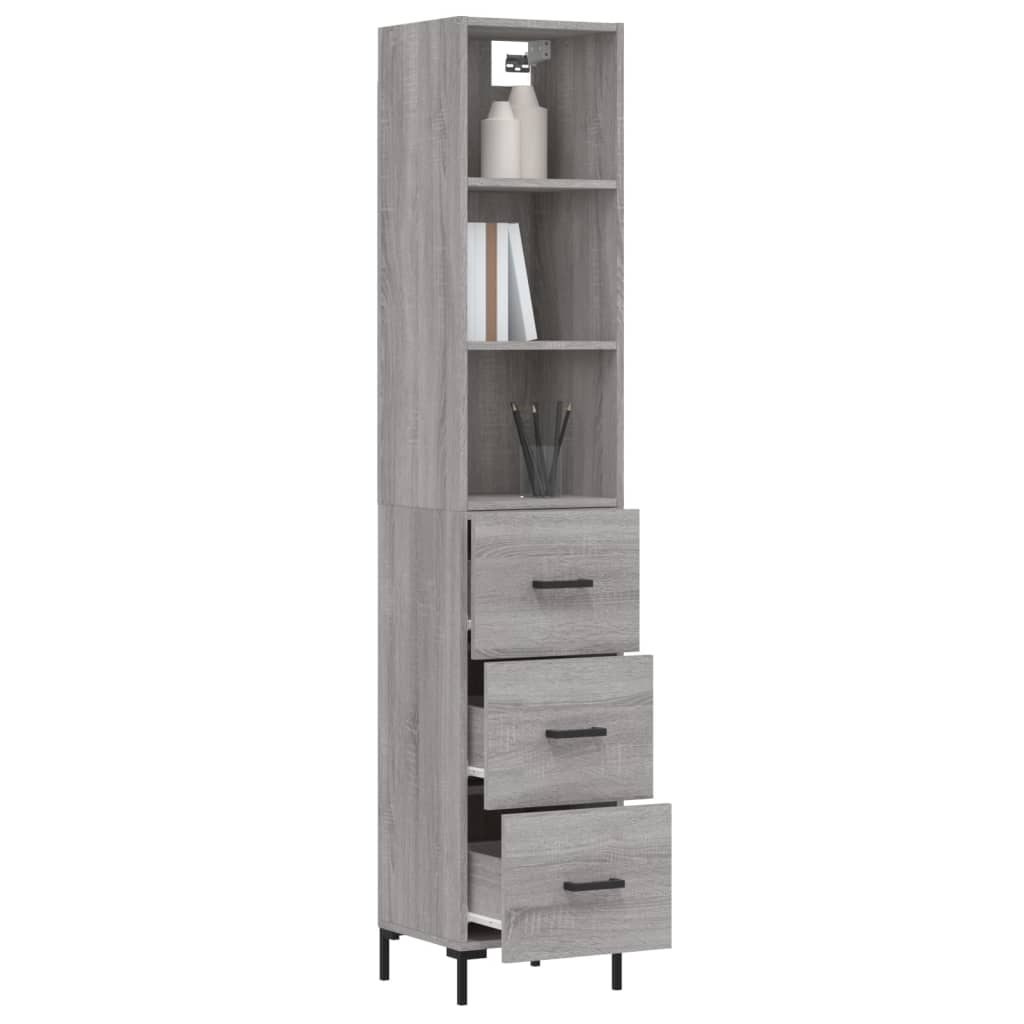 vidaXL Highboard Grau Sonoma 34,5x34x180 cm Holzwerkstoff