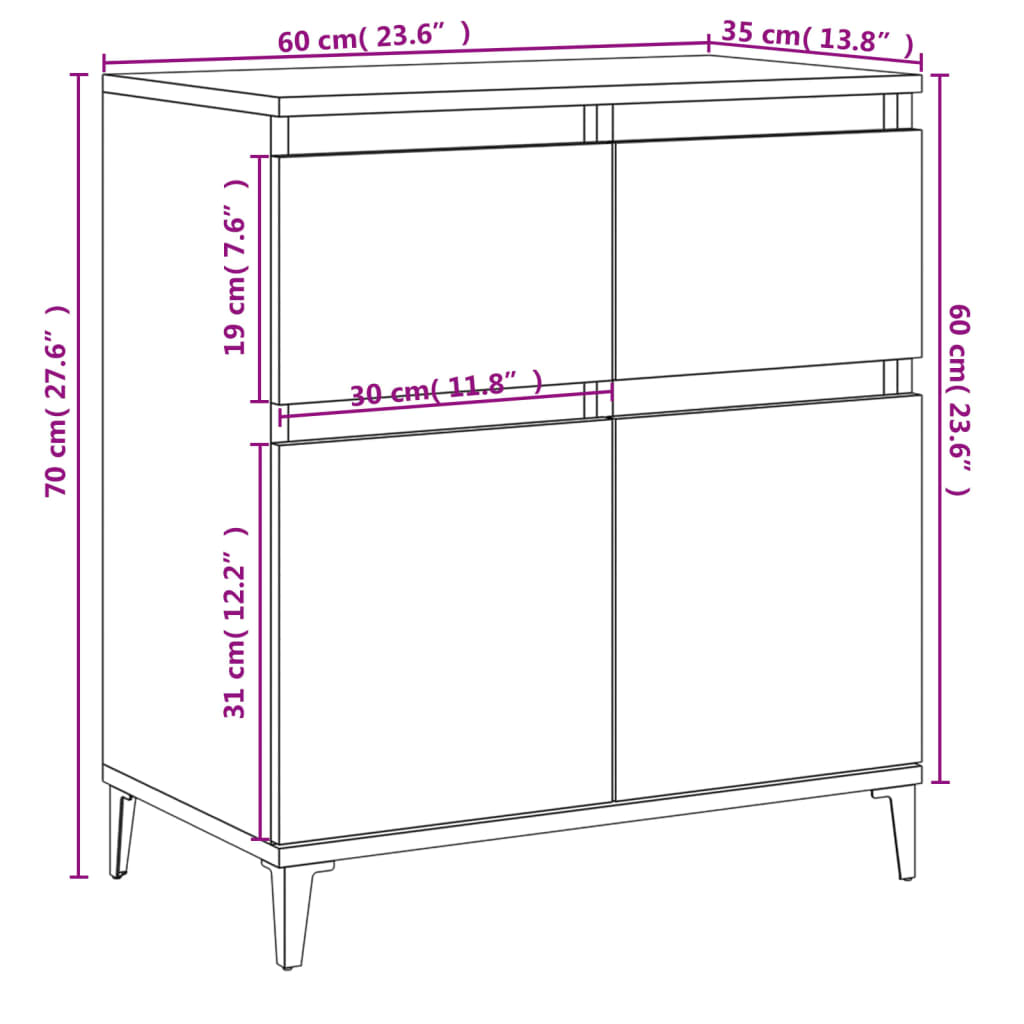 vidaXL Sideboard Braun Eichen-Optik 60x35x70 cm Holzwerkstoff