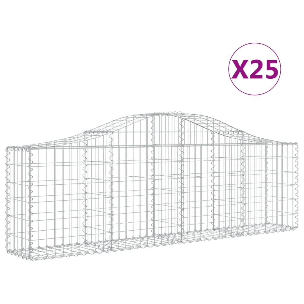 vidaXL Gabionen mit Hochbogen 25 Stk. 200x30x60/80 cm Verzinktes Eisen