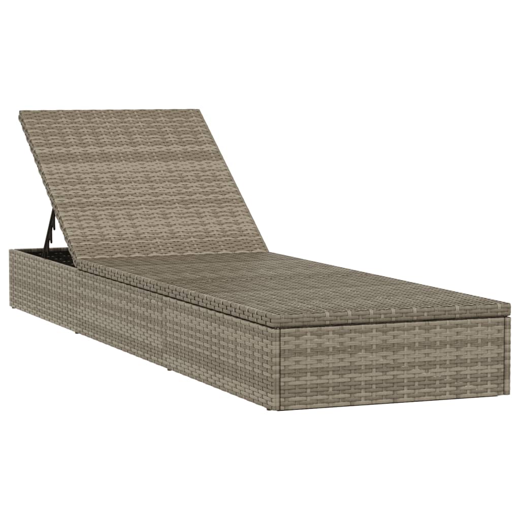 vidaXL Sonnenliege 1 Stk. mit Tisch Grau Poly Rattan