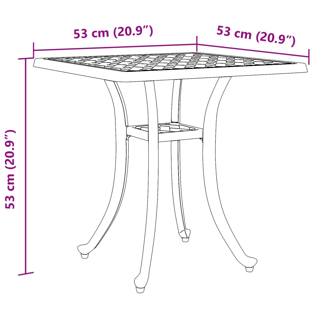 vidaXL Gartentisch Weiß 53x53x53 cm Aluminiumguss