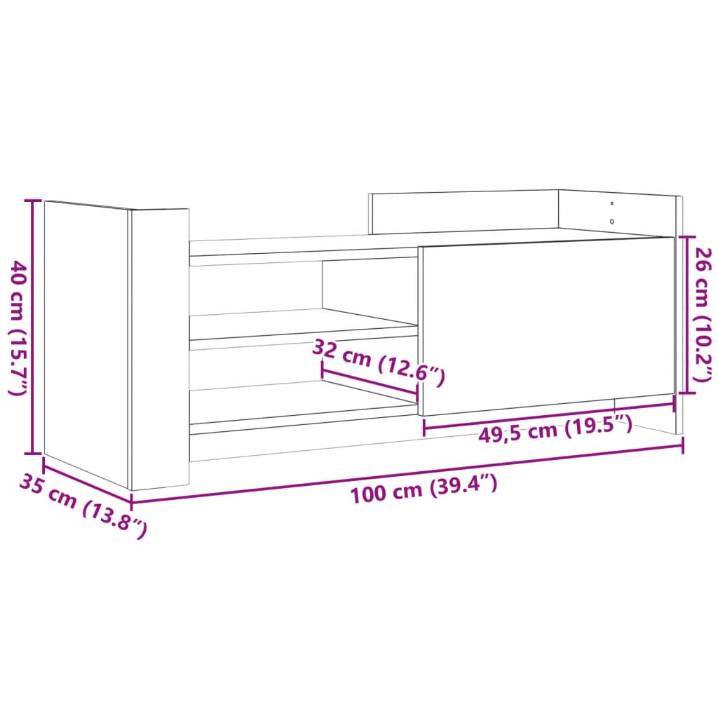 vidaXL TV-Schrank Grau Sonoma 100x35x40 cm Holzwerkstoff