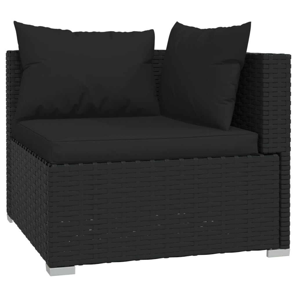 vidaXL 10-tlg. Garten-Lounge-Set mit Kissen Poly Rattan Schwarz