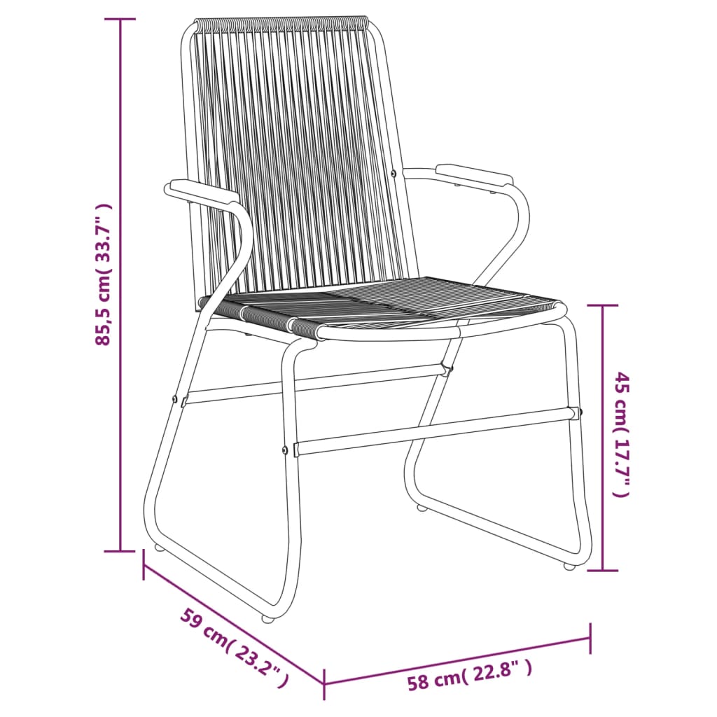 vidaXL 5-tlg. Garten-Essgruppe Schwarz PVC Rattan