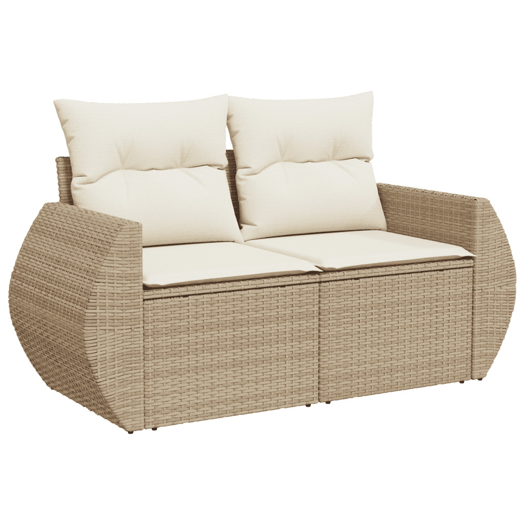 vidaXL 5-tlg. Garten-Sofagarnitur mit Kissen Beige Poly Rattan