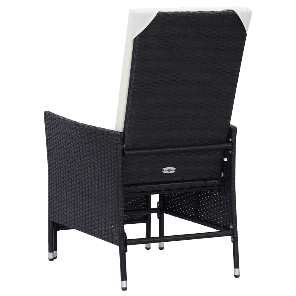 vidaXL 3-tlg. Garten-Lounge-Set mit Kissen Poly-Rattan Schwarz