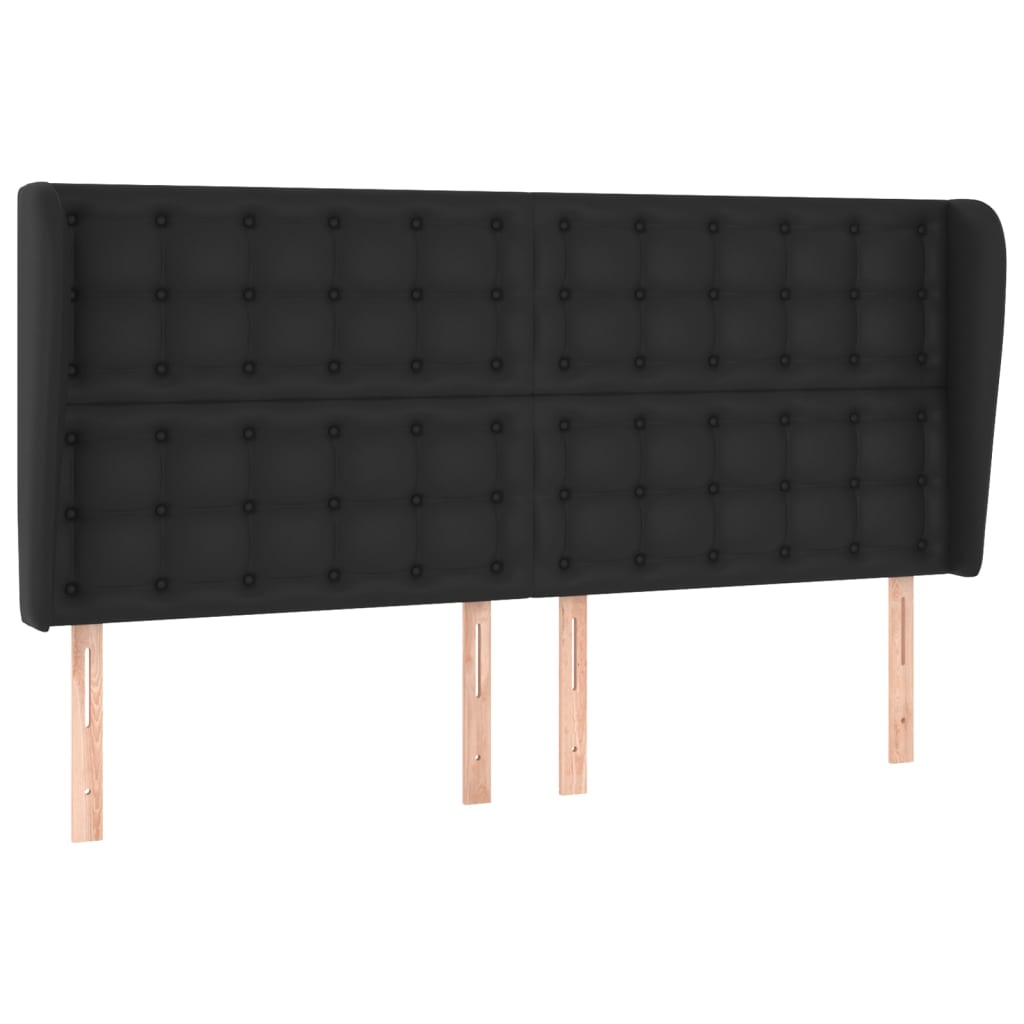 vidaXL Kopfteil mit Ohren Schwarz 163x23x118/128 cm Kunstleder