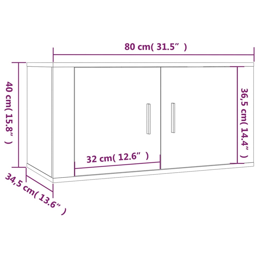 vidaXL TV-Wandschränke 2 Stk. Räuchereiche 80x34,5x40 cm