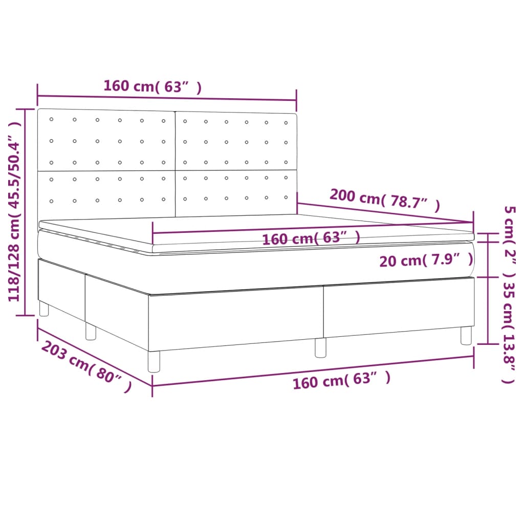 vidaXL Boxspringbett Matratze Cappuccino-Braun 160x200 cm Kunstleder