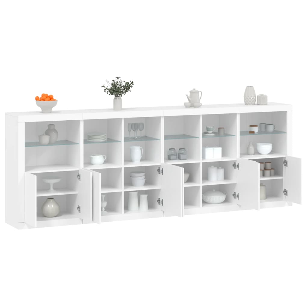 vidaXL Sideboard mit LED-Leuchten Weiß 283x37x100 cm